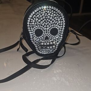 Bath & Body Works Black Rhinestone Skull Mini Bag